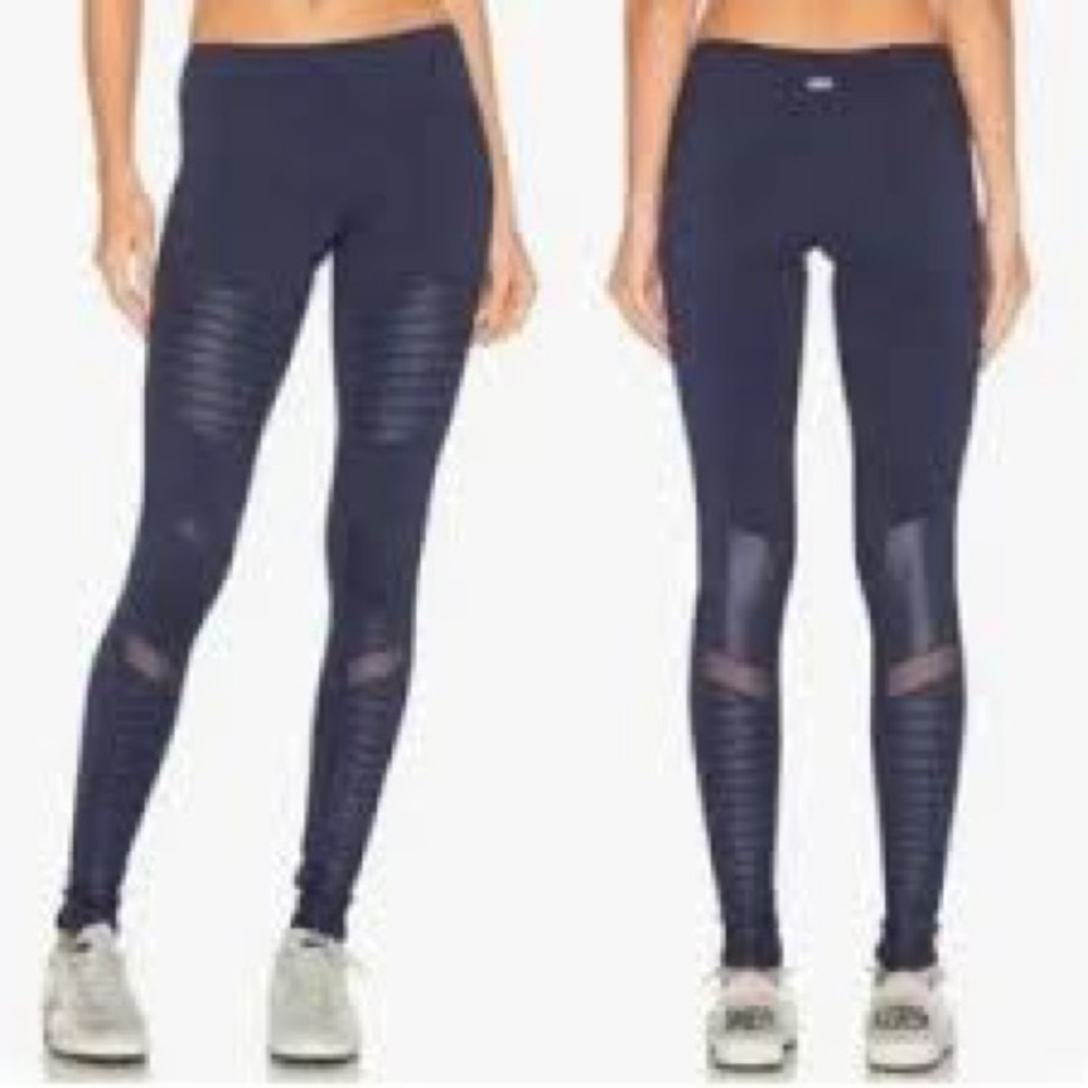 Alo Yoga Blue Moto Leggings Navy Mid Rise